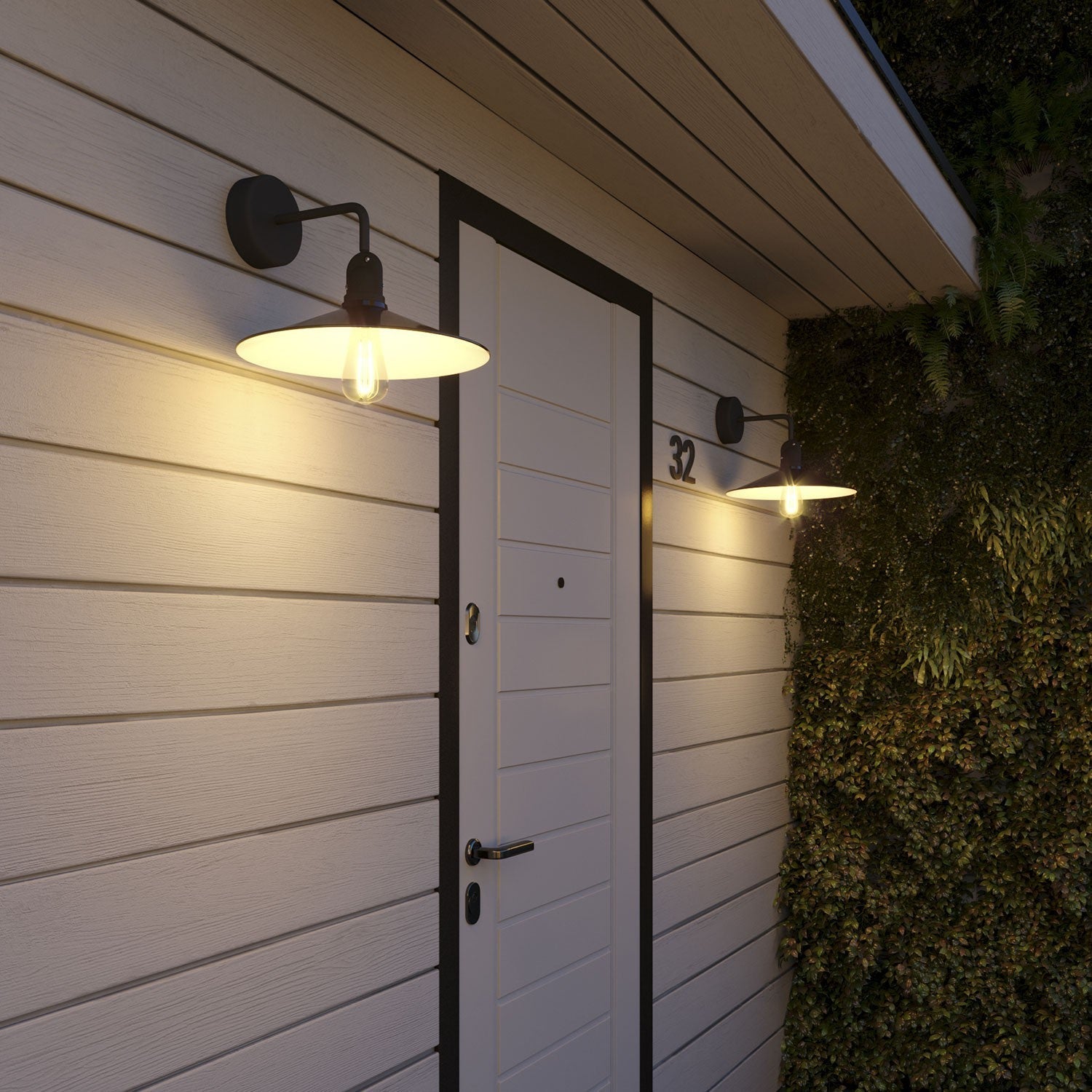 Fermaluce per paralume Modulair con estensione a L, rosone e portalampada IP65 waterproof - Nero