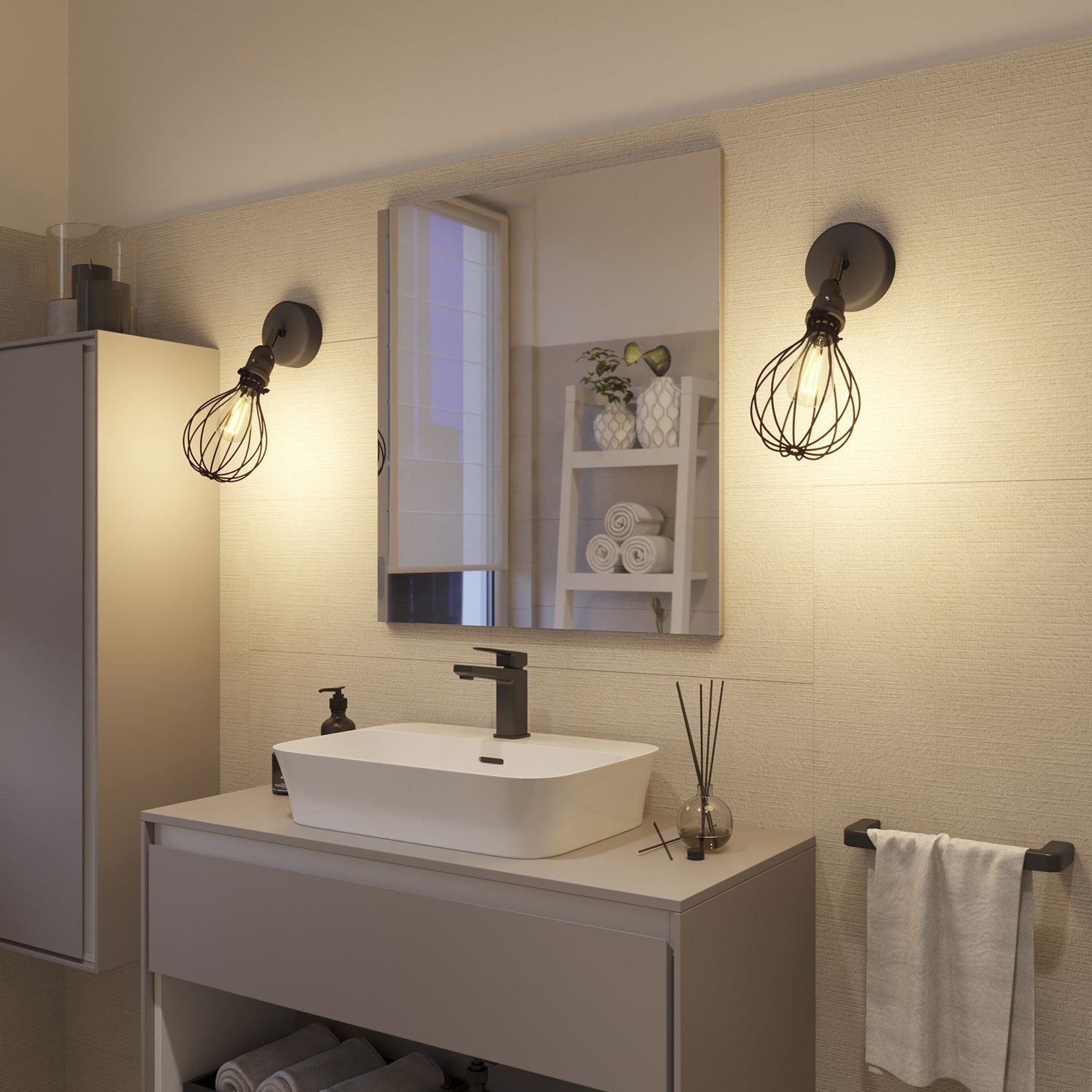Fermaluce per paralume Modulair con snodo orientabile, rosone e portalampada IP65 waterproof - Nero