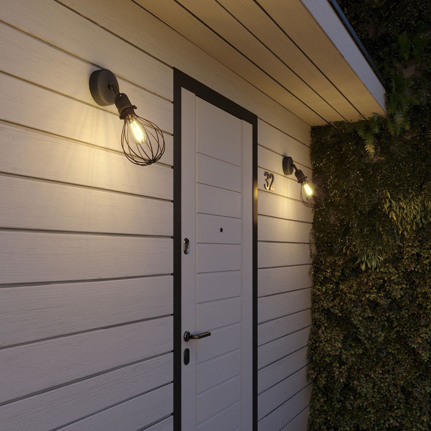 Fermaluce per paralume Modulair con snodo orientabile, rosone e portalampada IP65 waterproof - Nero