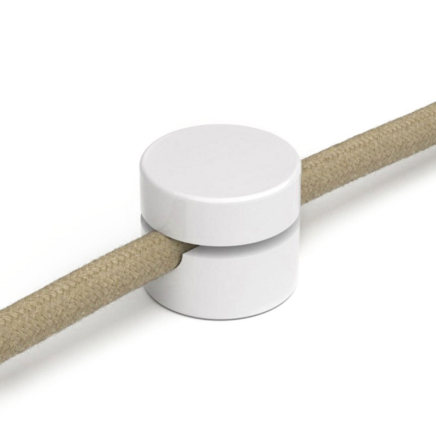 Fissaggio a parete passacavo universale per cavo tessile a larga sezione 3x1 e 3x1,5 e per sistema EIVA - Bianco