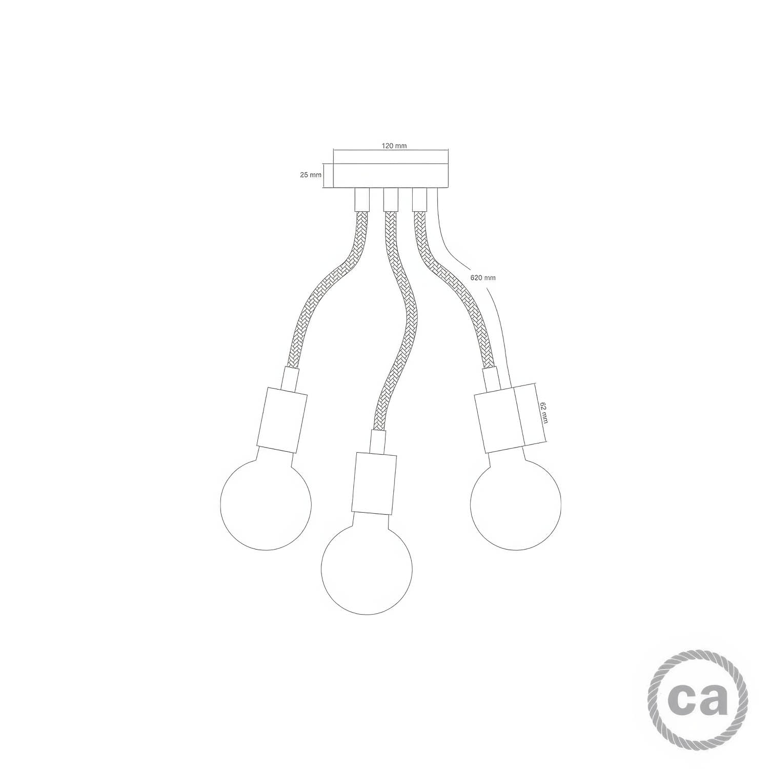 Flex 60 lampada da parete o soffitto snodabile a luce diffusa con lampadina LED ST64 - Rame satinato