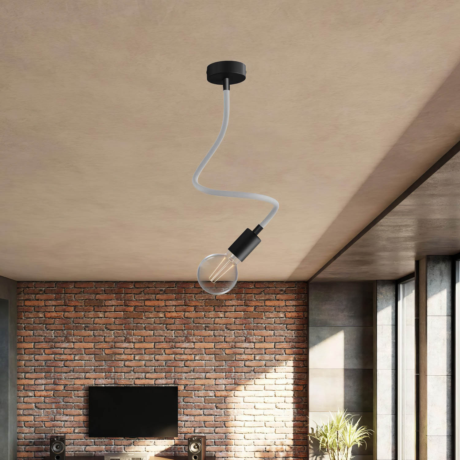 Kit Creative Flex tubo flessibile di estensione rivestito in tessuto RM02 Argento con terminali metallici Nero 60 cm