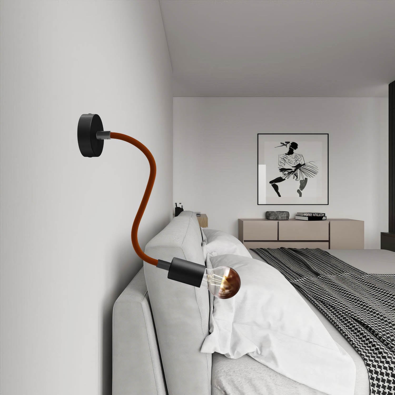 Kit Creative Flex tubo flessibile di estensione rivestito in tessuto RM13 Marrone con terminali metallici Nero 30 cm