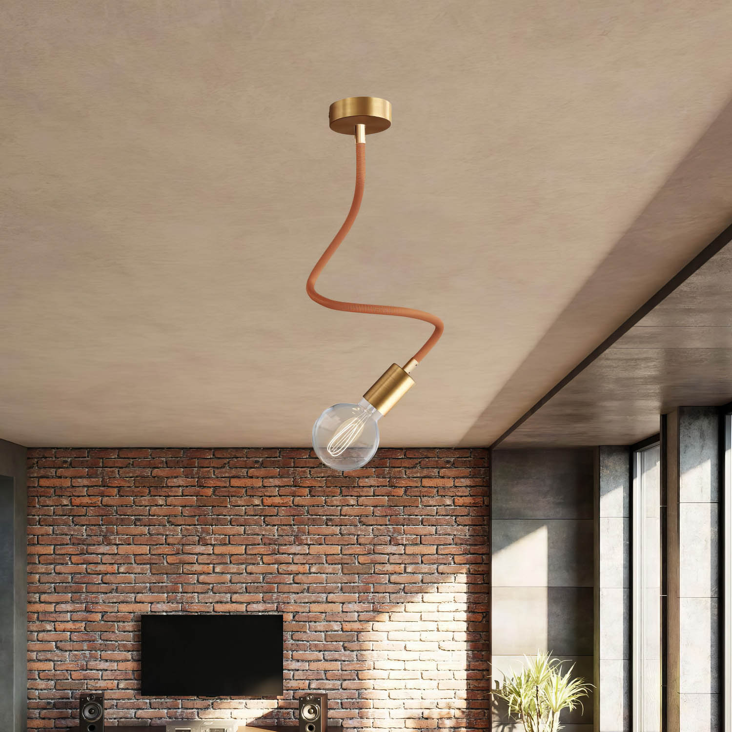 Kit Creative Flex tubo flessibile di estensione rivestito in tessuto RM74 Rame con terminali metallici Bronzo satinato 60 cm