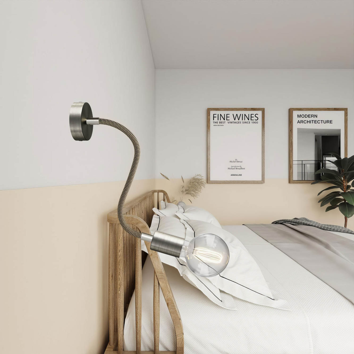 Kit Creative Flex tubo flessibile di estensione rivestito in tessuto RZ24 Nero e Oro con terminali metallici Titanio satinato 30 cm