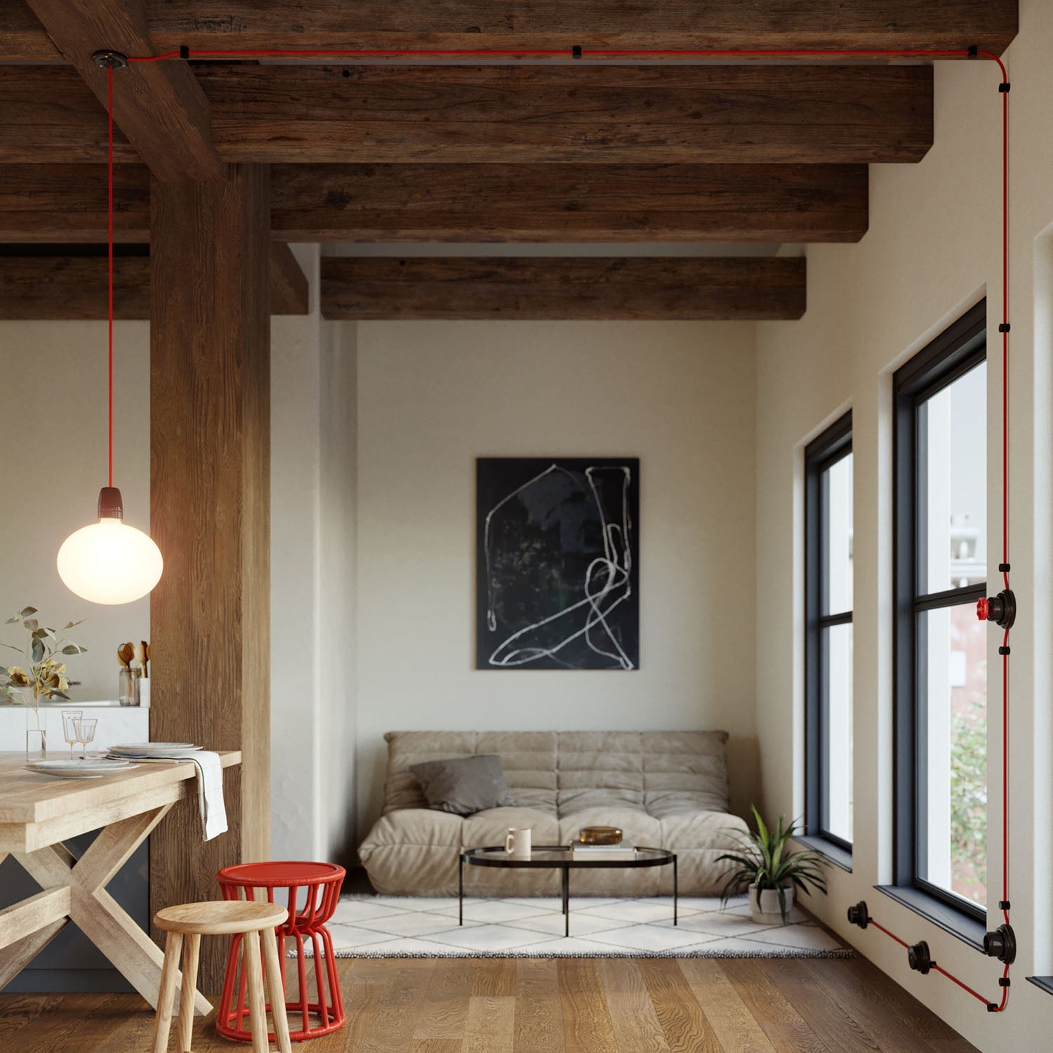 Kit interruttore/deviatore con dado a farfalla e base in porcellana nera Nero