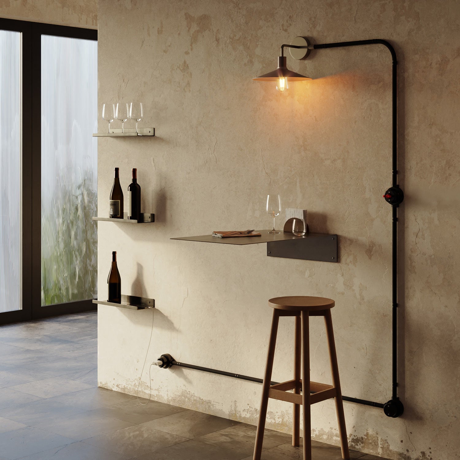 Kit interruttore/deviatore con manopola e base per Creative-Tubes in porcellana nera Nero 2 in linea