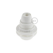 Kit portalampada E14 in termoplastica con doppia ghiera per paralume - Bianco