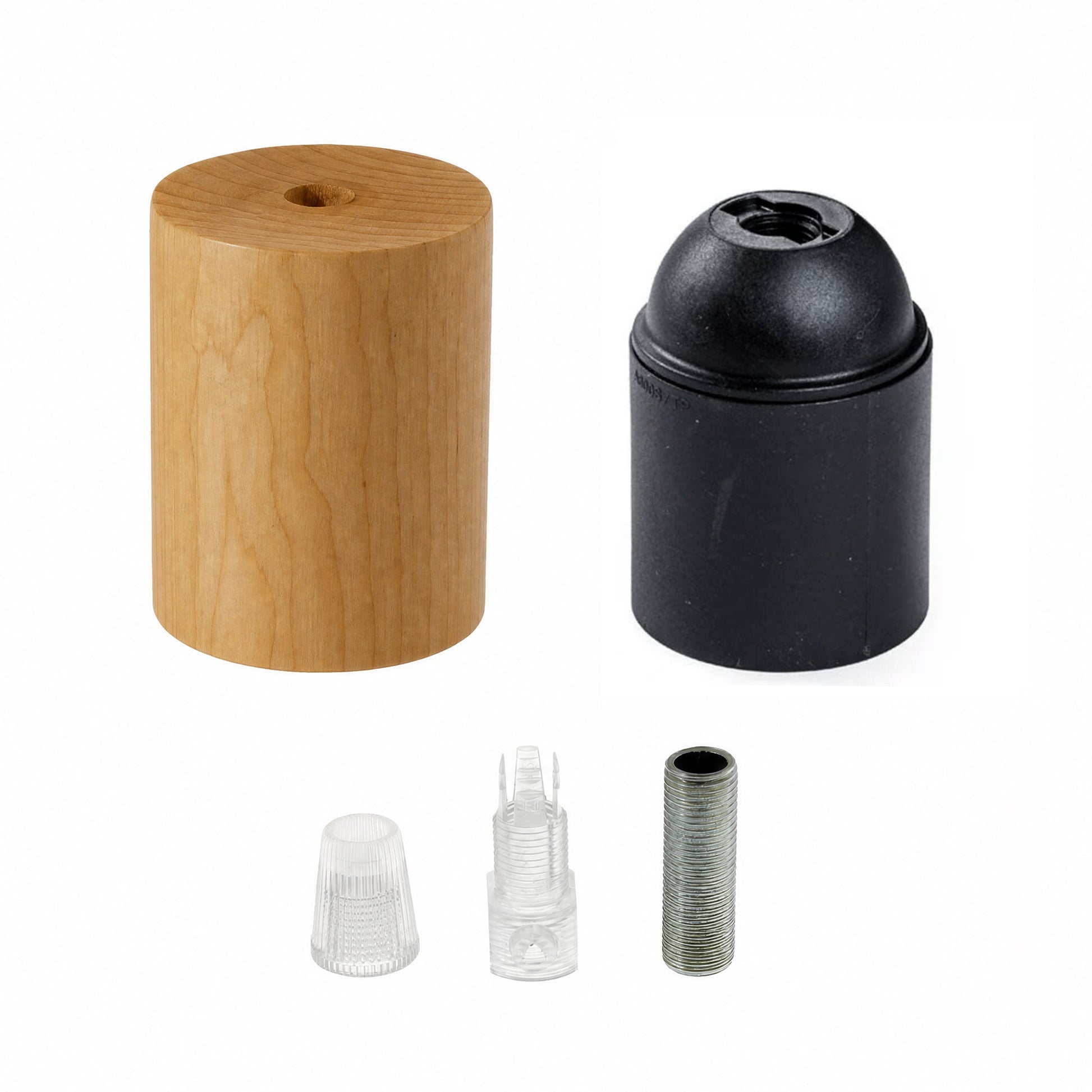 Kit portalampada E27 in legno - Ontano - Creative Cables