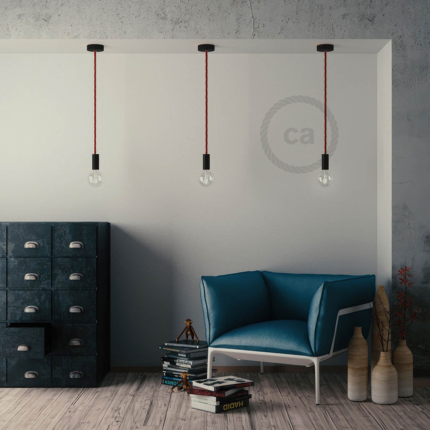 Kit portalampada E27 in legno per cordone XL - Nero