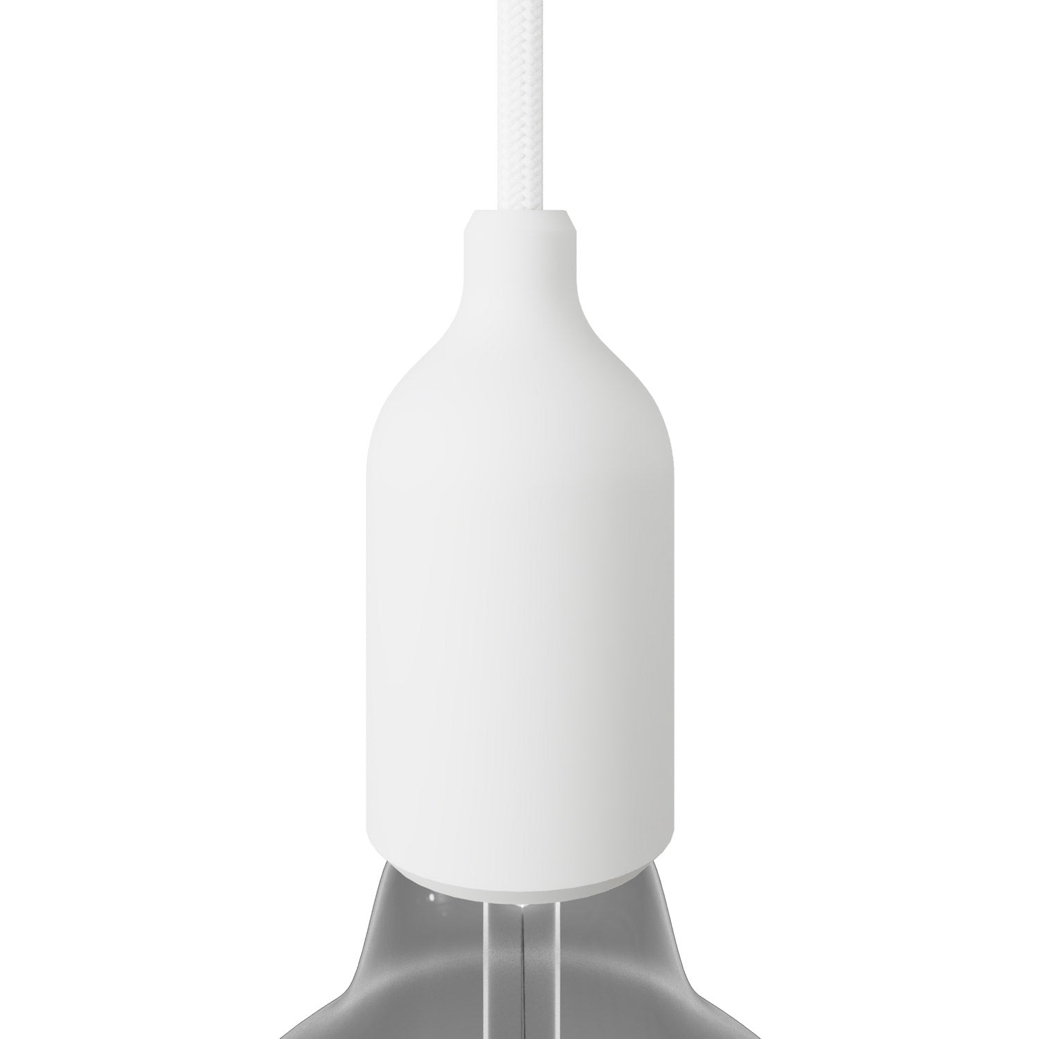 Kit portalampada E27 in silicone con serracavo nascosto - Bianco
