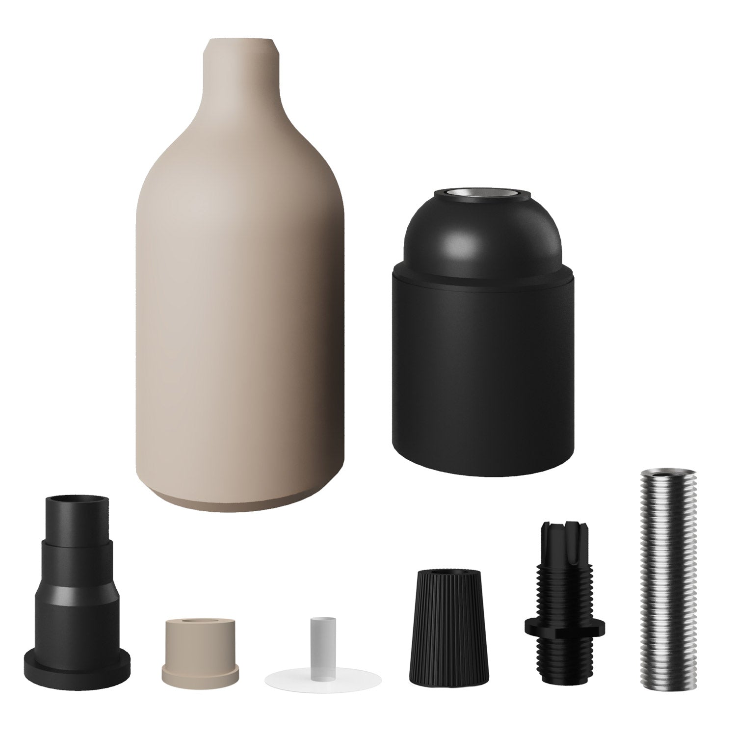 Kit portalampada E27 in silicone con serracavo nascosto - Desert Brown
