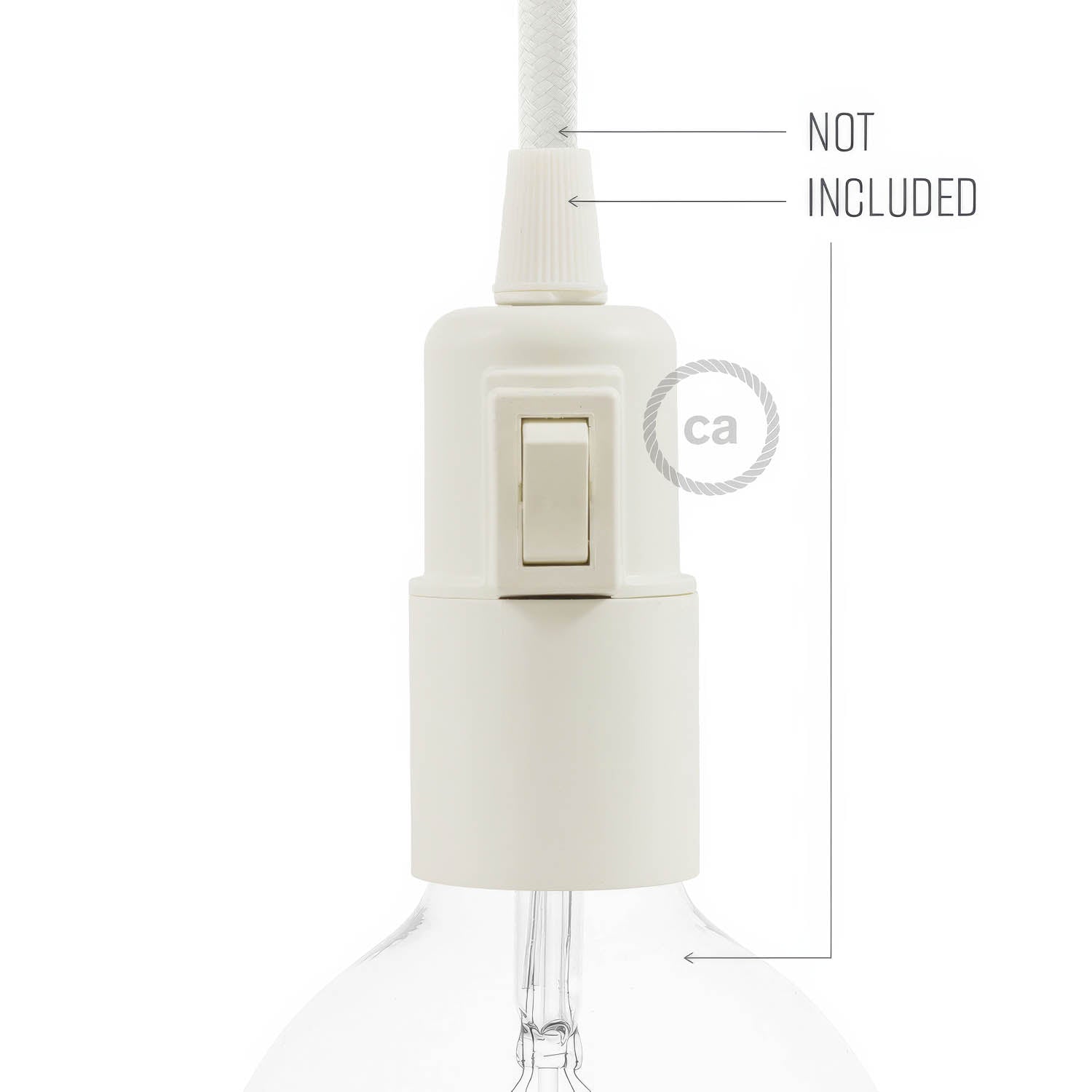 Kit portalampada E27 in termoplastica con interruttore - Bianco