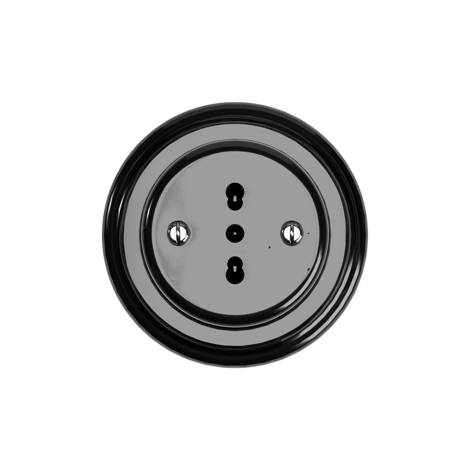 Kit presa bipasso italiana 10/16A da parete e base in porcellana - Nero