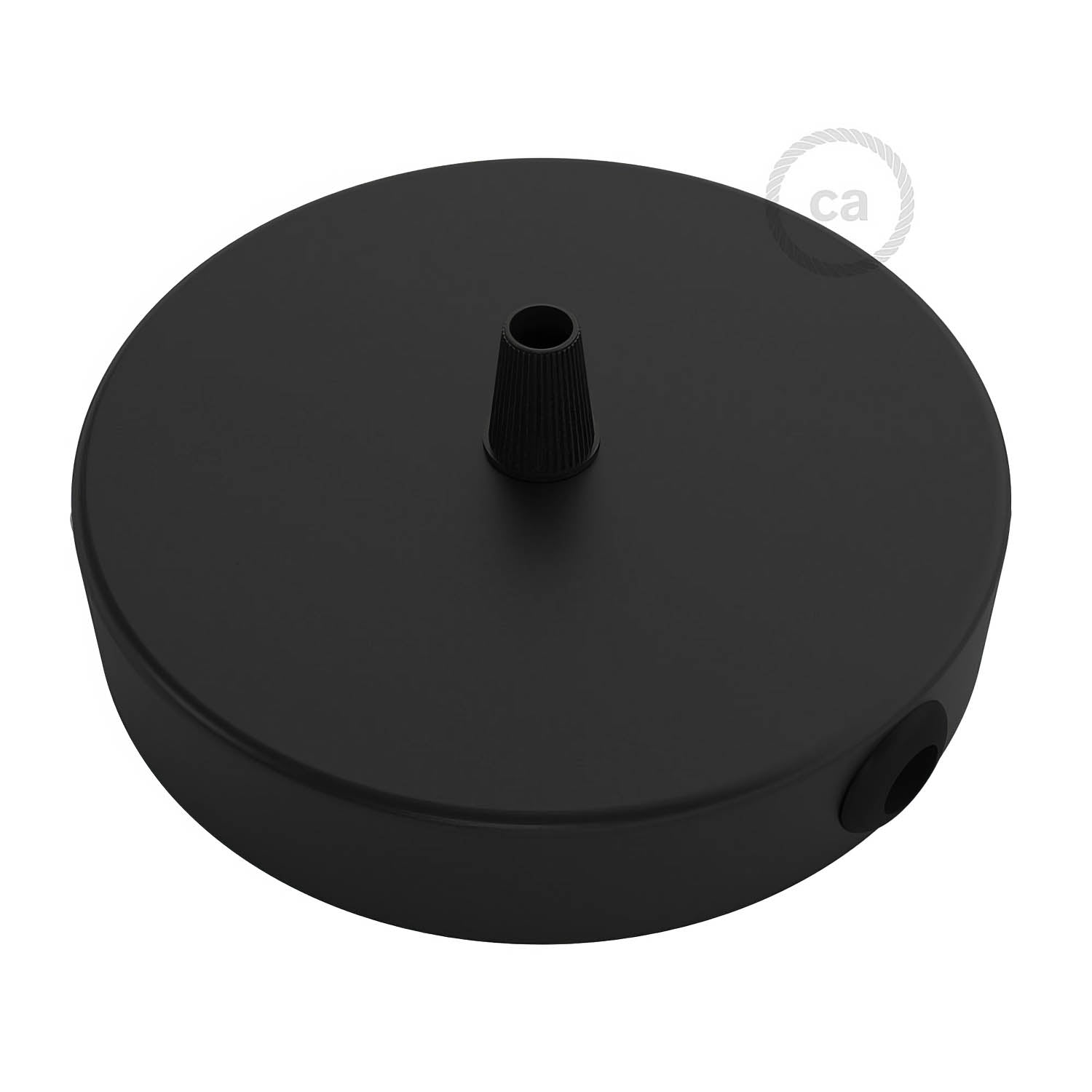 Kit rosone cilindrico in metallo a 1 foro centrale e 2 fori laterali - Nero Conico