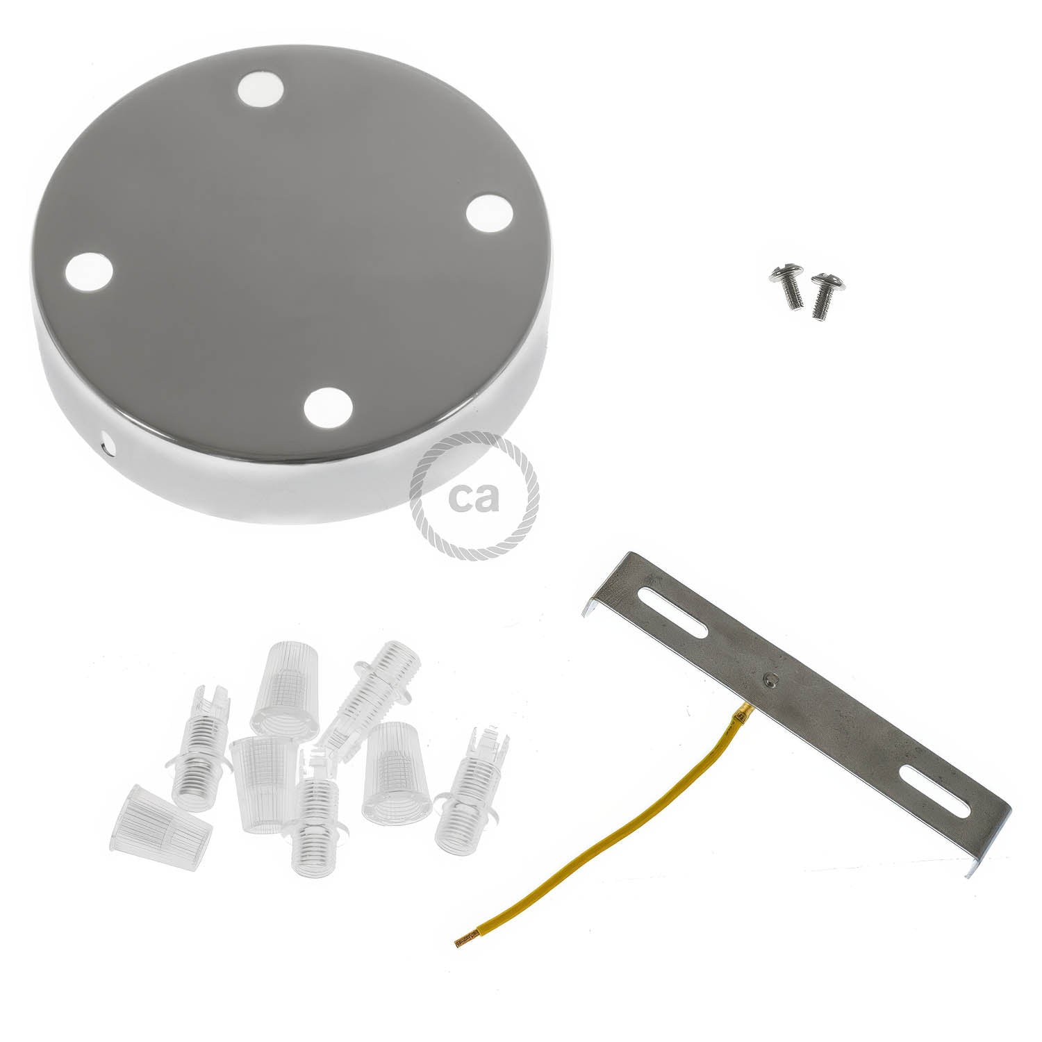 Kit rosone cilindrico in metallo a 4 fori - Cromo Conico