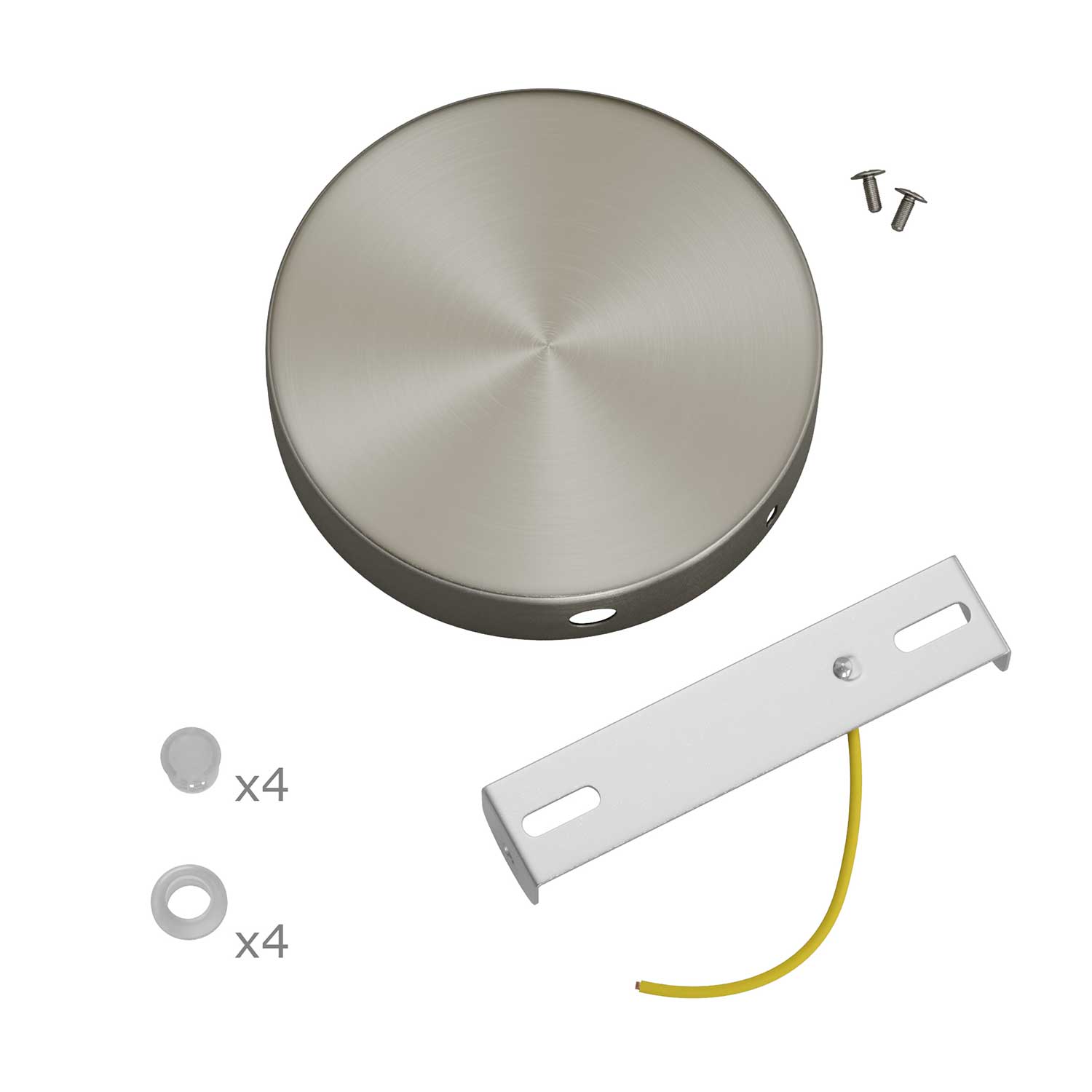 Kit rosone cilindrico in metallo a 4 fori laterali (scatola di derivazione) - Titanio satinato