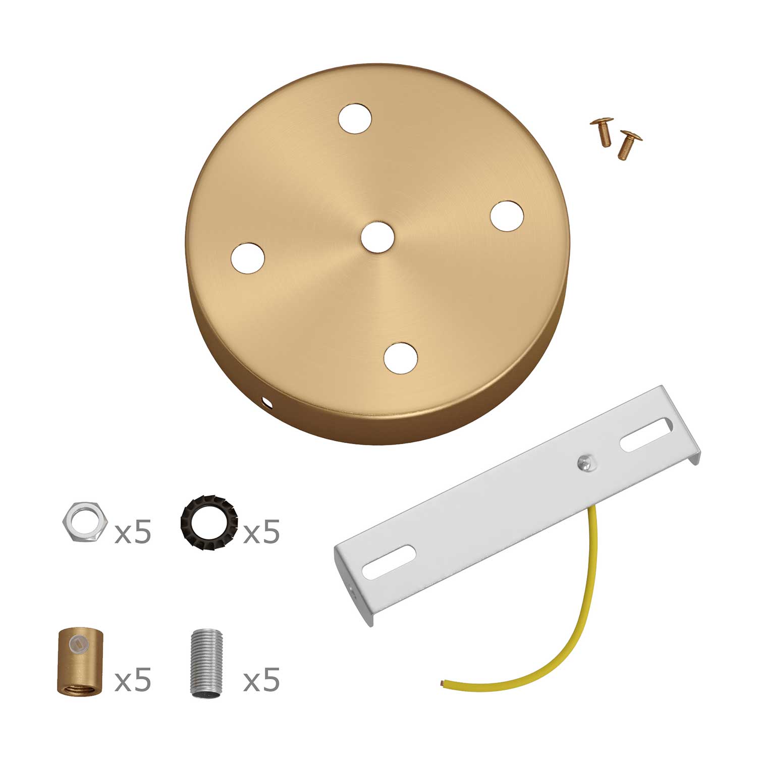 Kit rosone cilindrico in metallo a 5 fori - Bronzo satinato Cilindrico