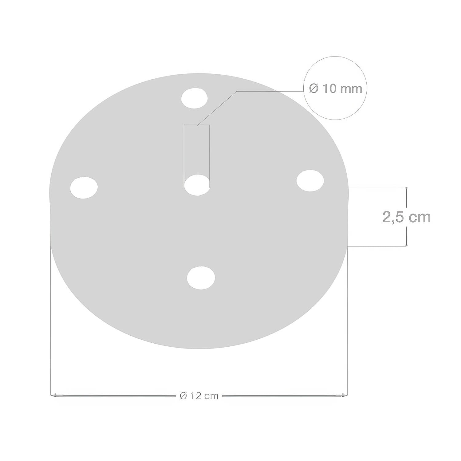 Kit rosone cilindrico in metallo a 5 fori - Rame satinato Conico