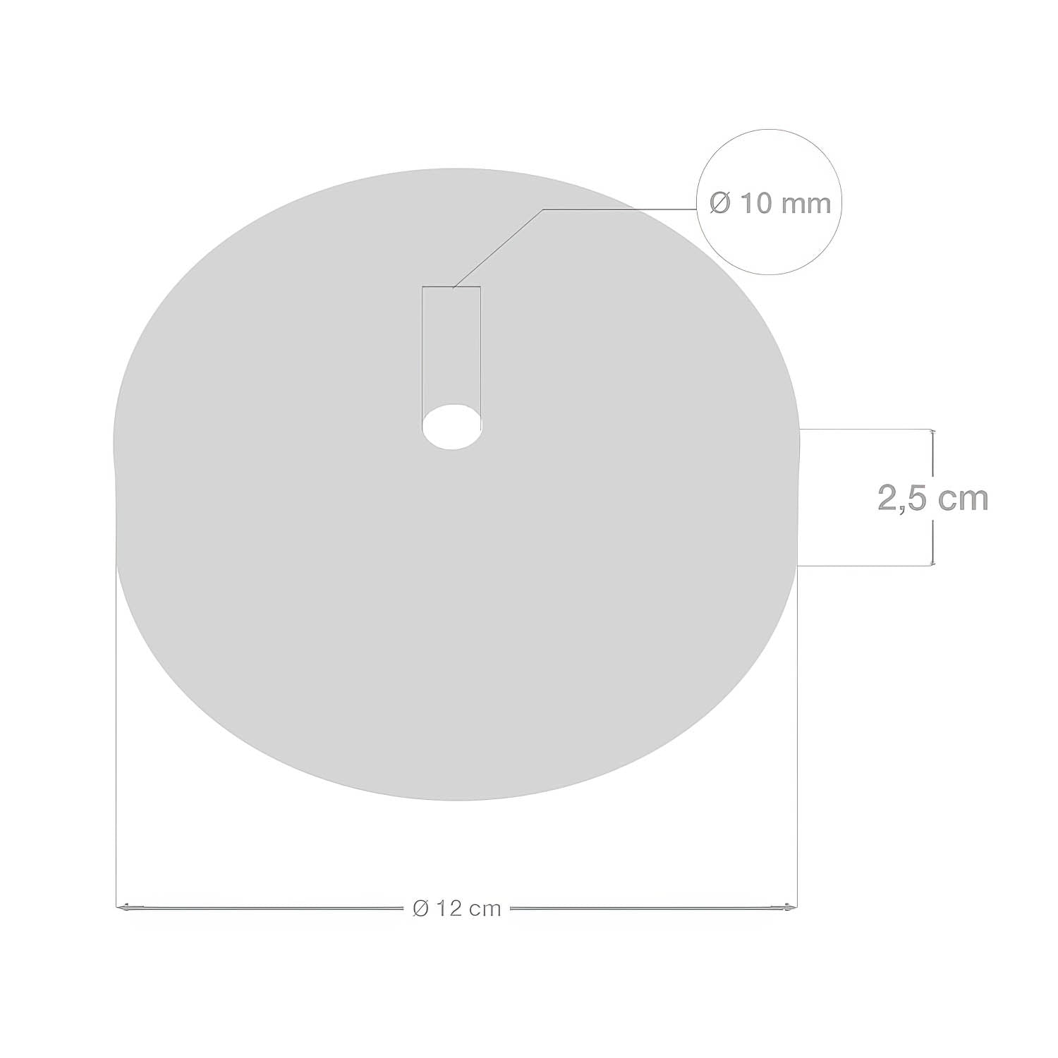 Kit rosone cilindrico in metallo con serracavo da 15 cm - Bianco opaco