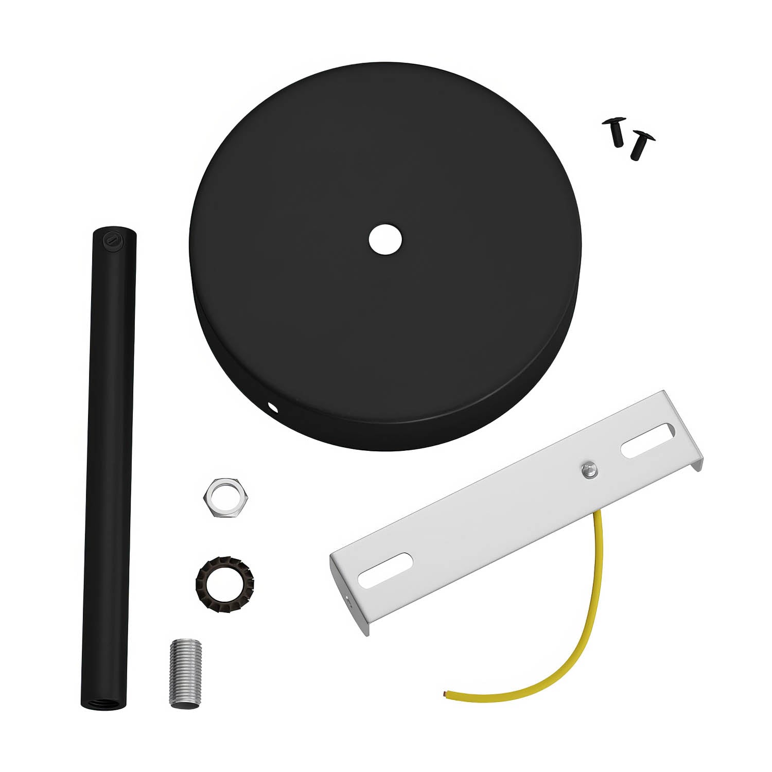 Kit rosone cilindrico in metallo con serracavo da 15 cm - Nero
