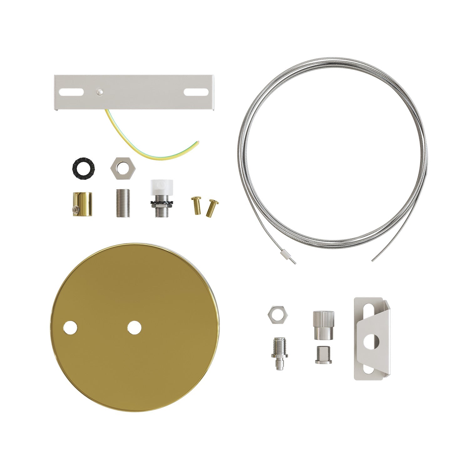 Kit Rosone Ø 120 mm con sospensione in acciaio e bilanciatore millimetrico - Ottone