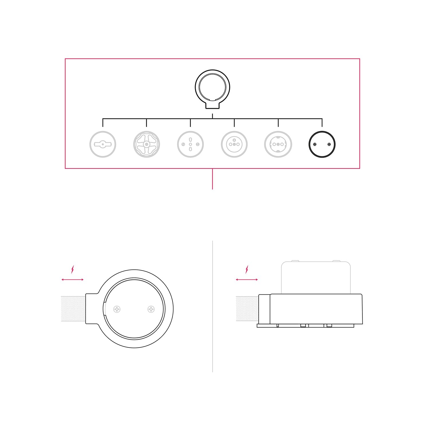 Kit scatola di derivazione e base per Creative-Tubes in porcellana - Bianco 1