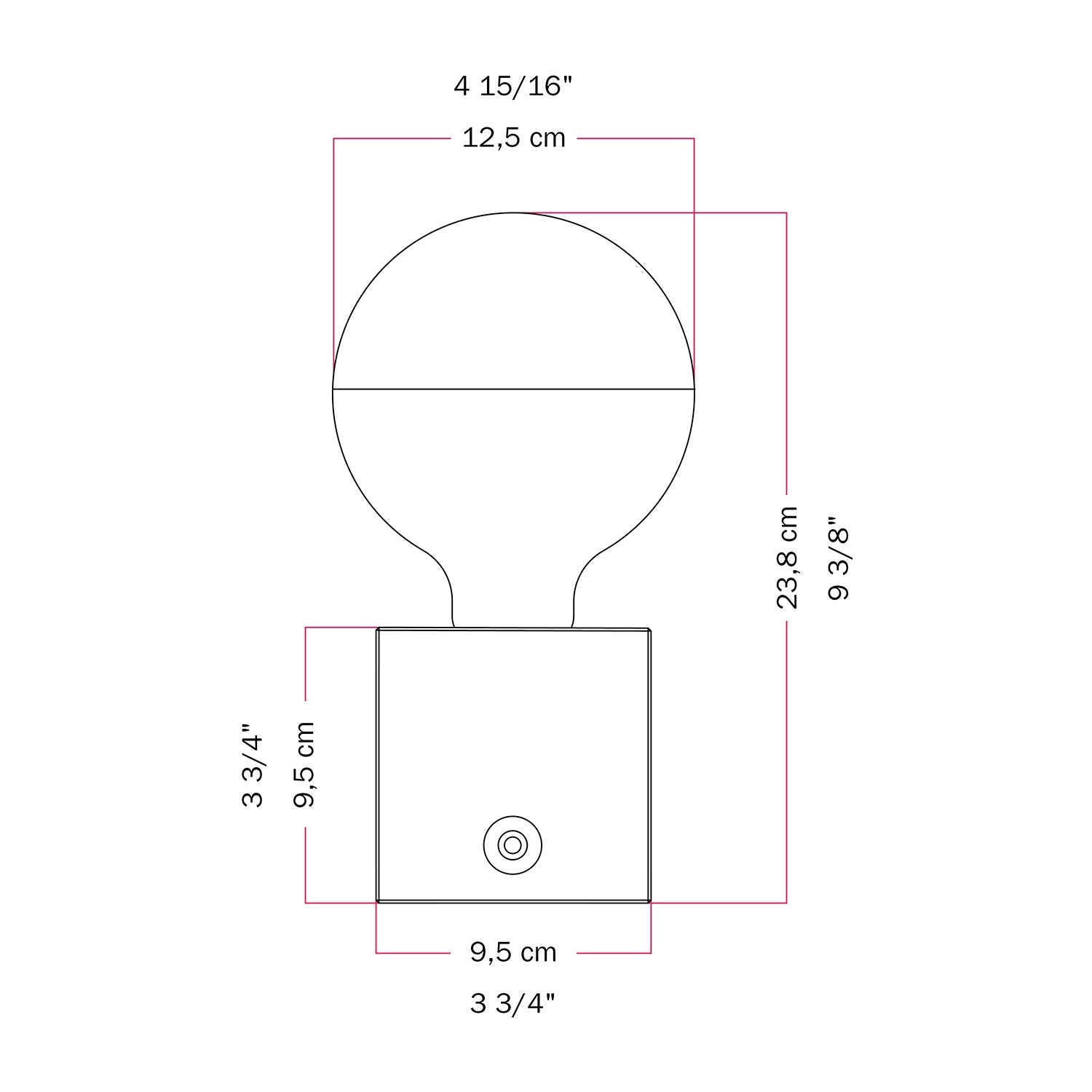 Lampada a batteria Cabless03 "Pensati all’Elba" con lampadina globo mezza sfera argento - Tuttapolpa