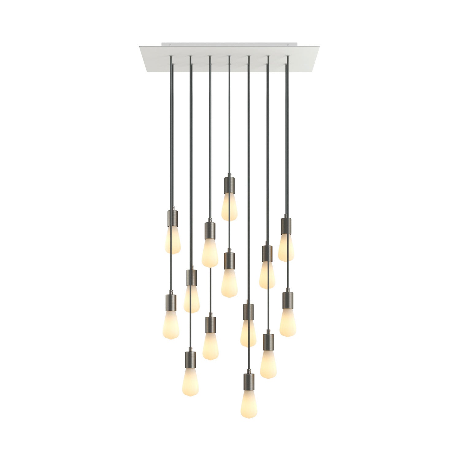 Lampada a sospensione a 14 cadute con XXL Rose-One rettangolare 675 mm con finiture in metallo - Bianco opaco