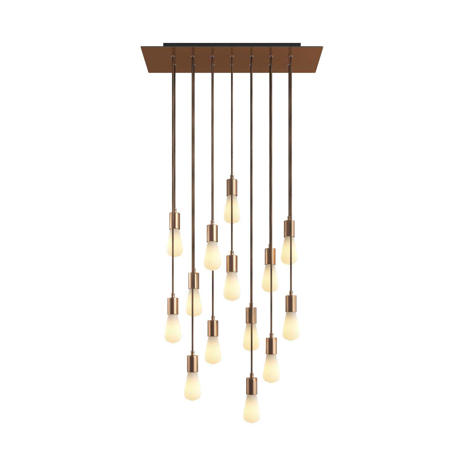 Lampada a sospensione a 14 cadute con XXL Rose-One rettangolare 675 mm con finiture in metallo - Rame satinato