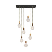 Lampada a sospensione a 7 cadute con XXL Rose-One rettangolare 675 mm con finiture in metallo - Nero opaco