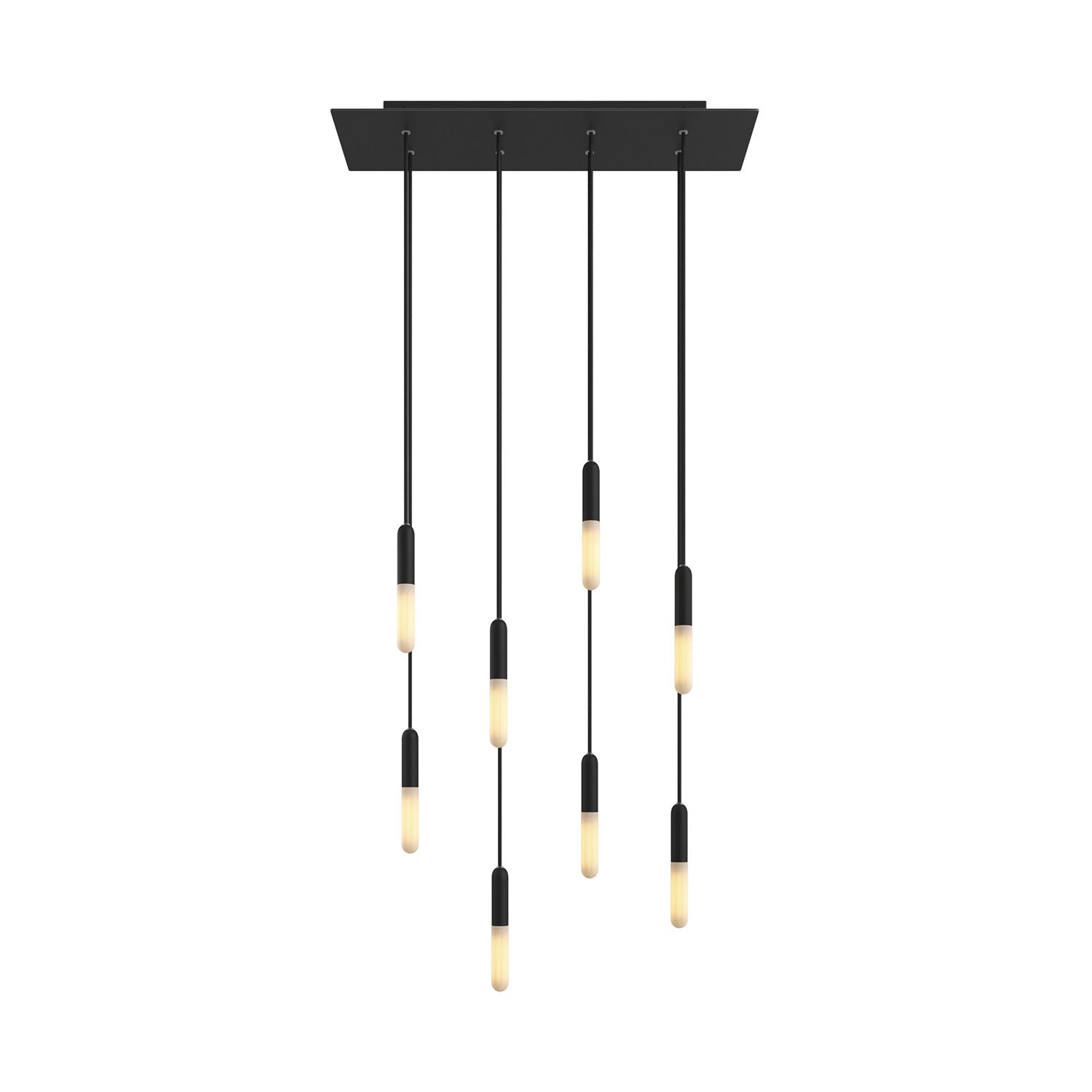 Lampada a sospensione a 8 cadute con XXL Rose-One rettangolare 675 mm con finiture in metallo - Nero opaco