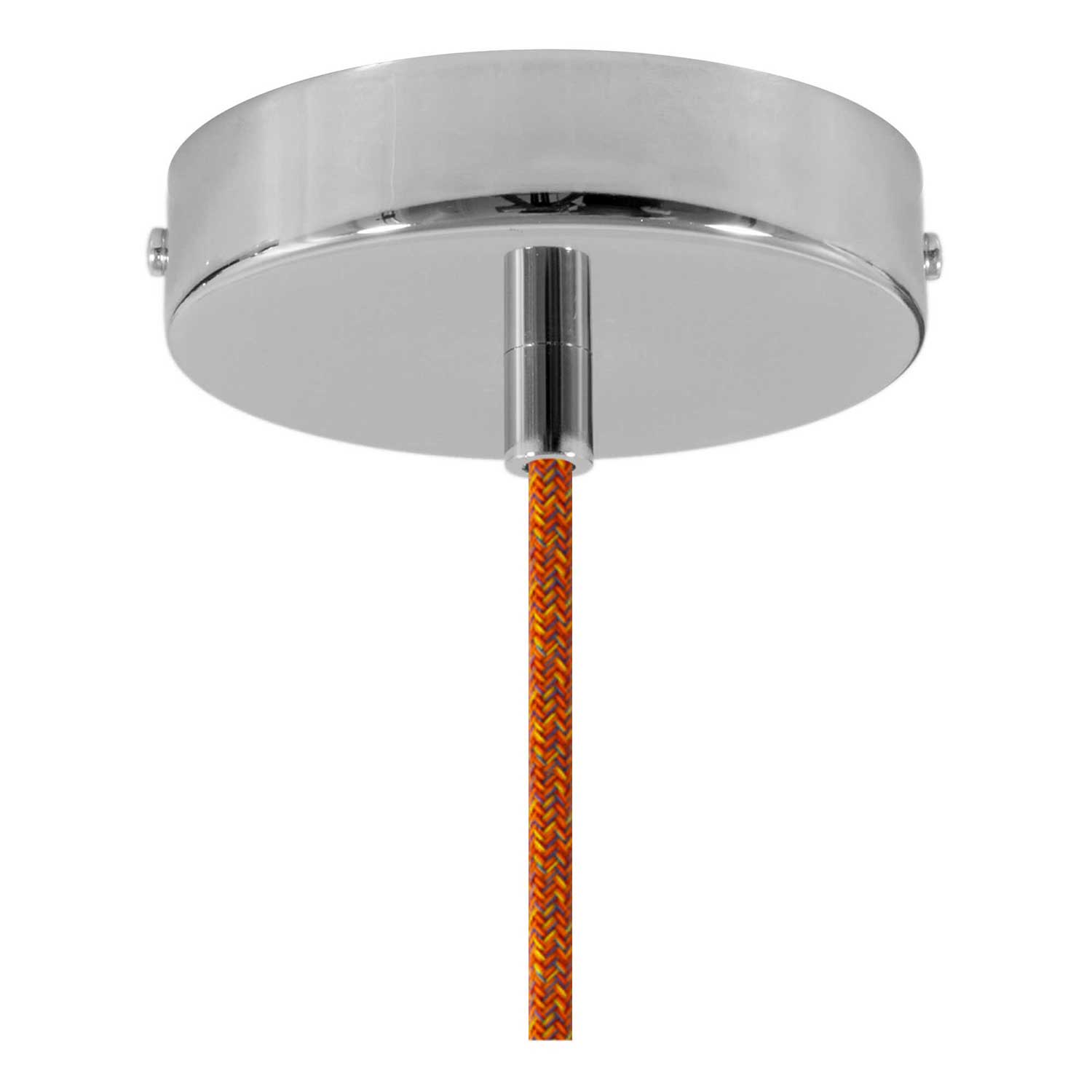 Lampada a sospensione completa di cavo tessile, paralume Bottiglia in ceramica e finiture in metallo - Corallo striato