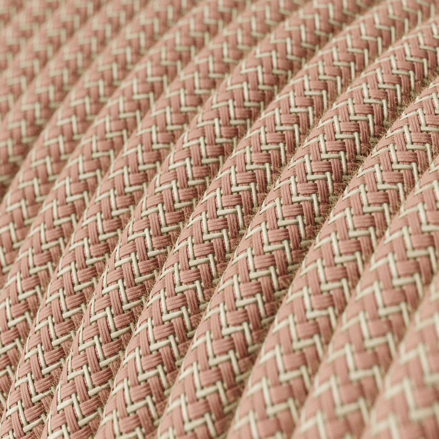 Lampada a sospensione completa di cavo tessile, paralume Coppa in ceramica e finiture in metallo - Terracotta striato