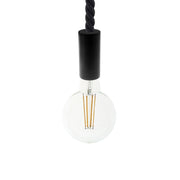 Lampada a sospensione completa di cordone nautico 2XL 24 mm con finiture in legno verniciato - Nero