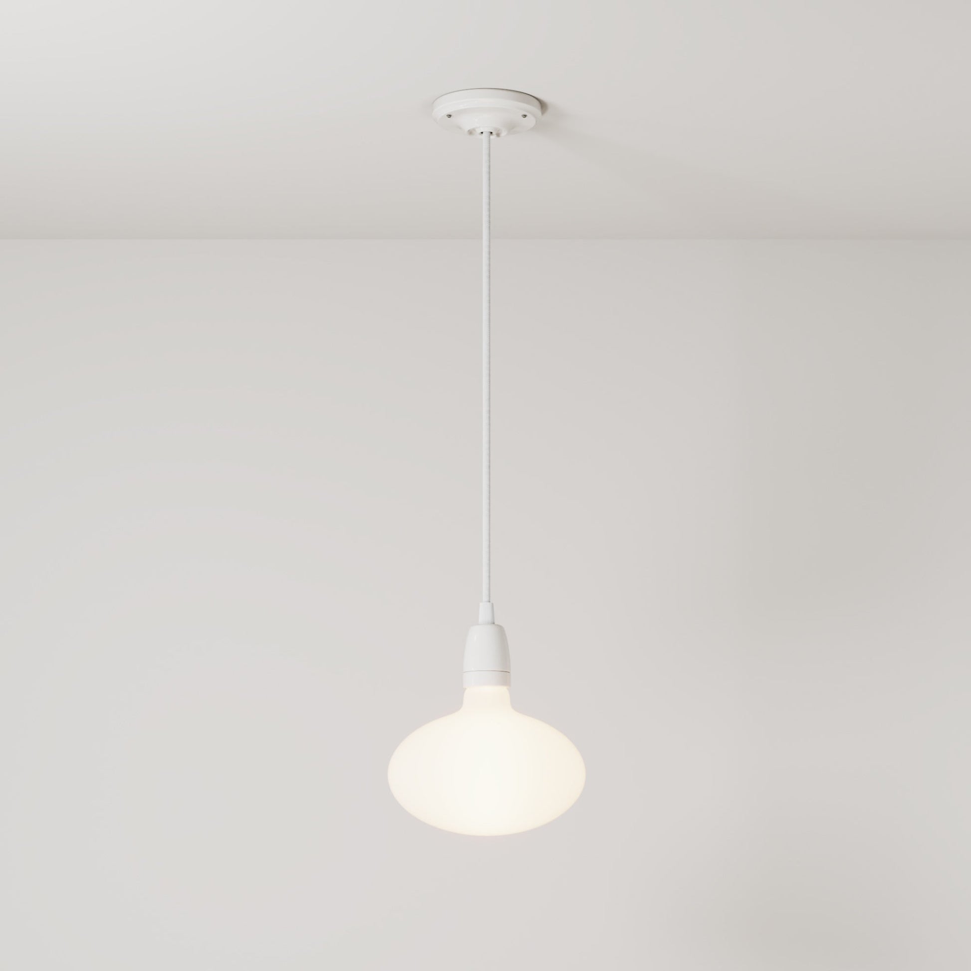 Lampada a sospensione con finitura in porcellana con lampadine LED Ellipse effetto porcellana - Bianco