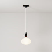 Lampada a sospensione con finitura in porcellana con lampadine LED Ellipse effetto porcellana - Nero