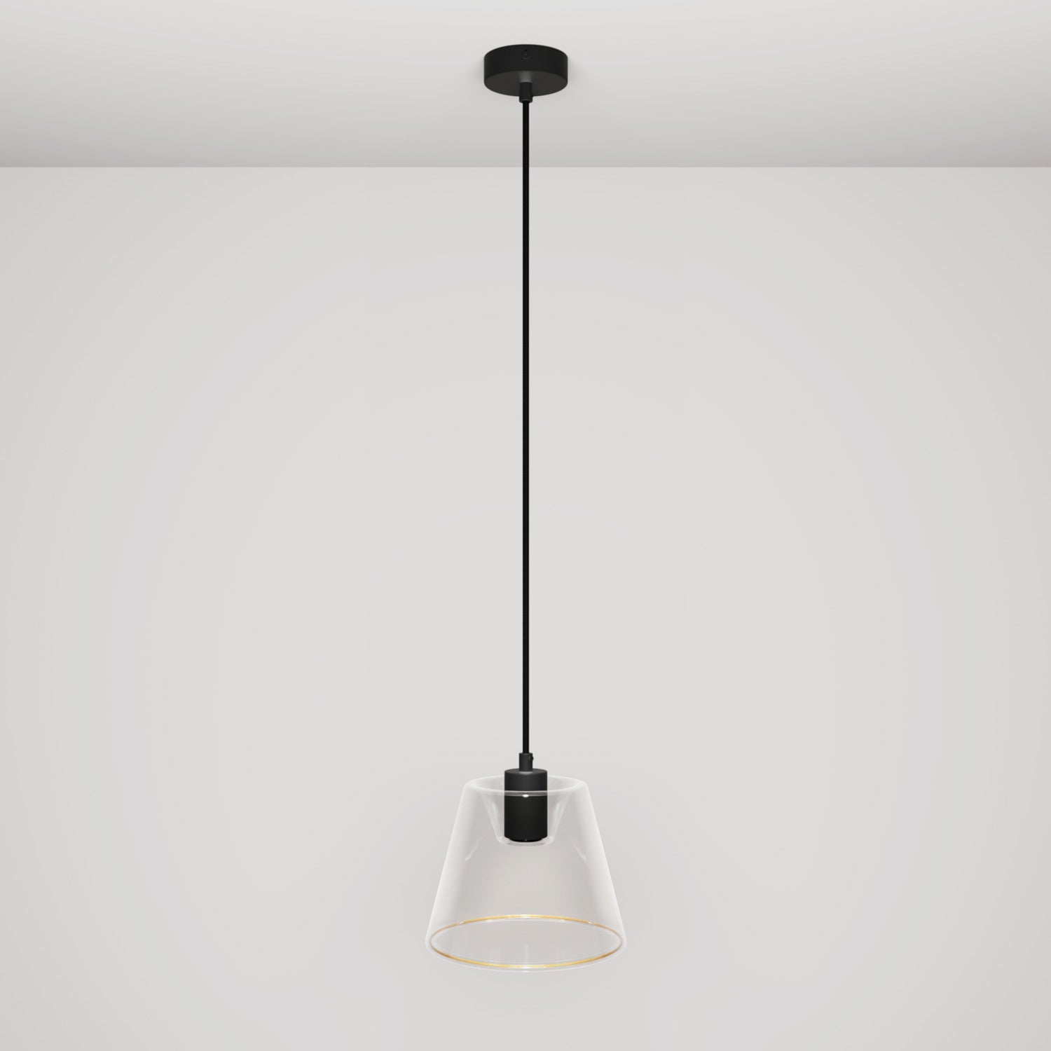 Lampada a sospensione con lampadina Ghost a cono trasparente - Nero