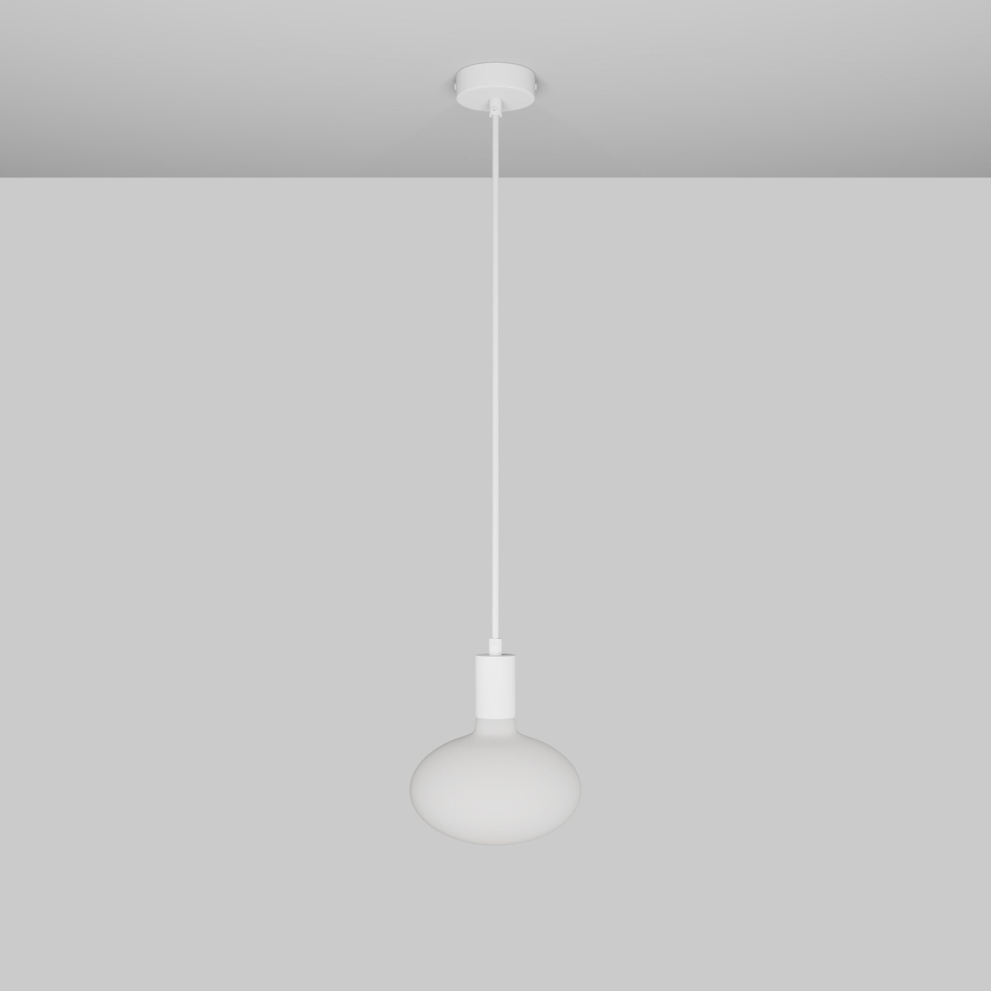 Lampada a sospensione con lampadina LED Ellipse effetto porcellana - Bianco Opaco