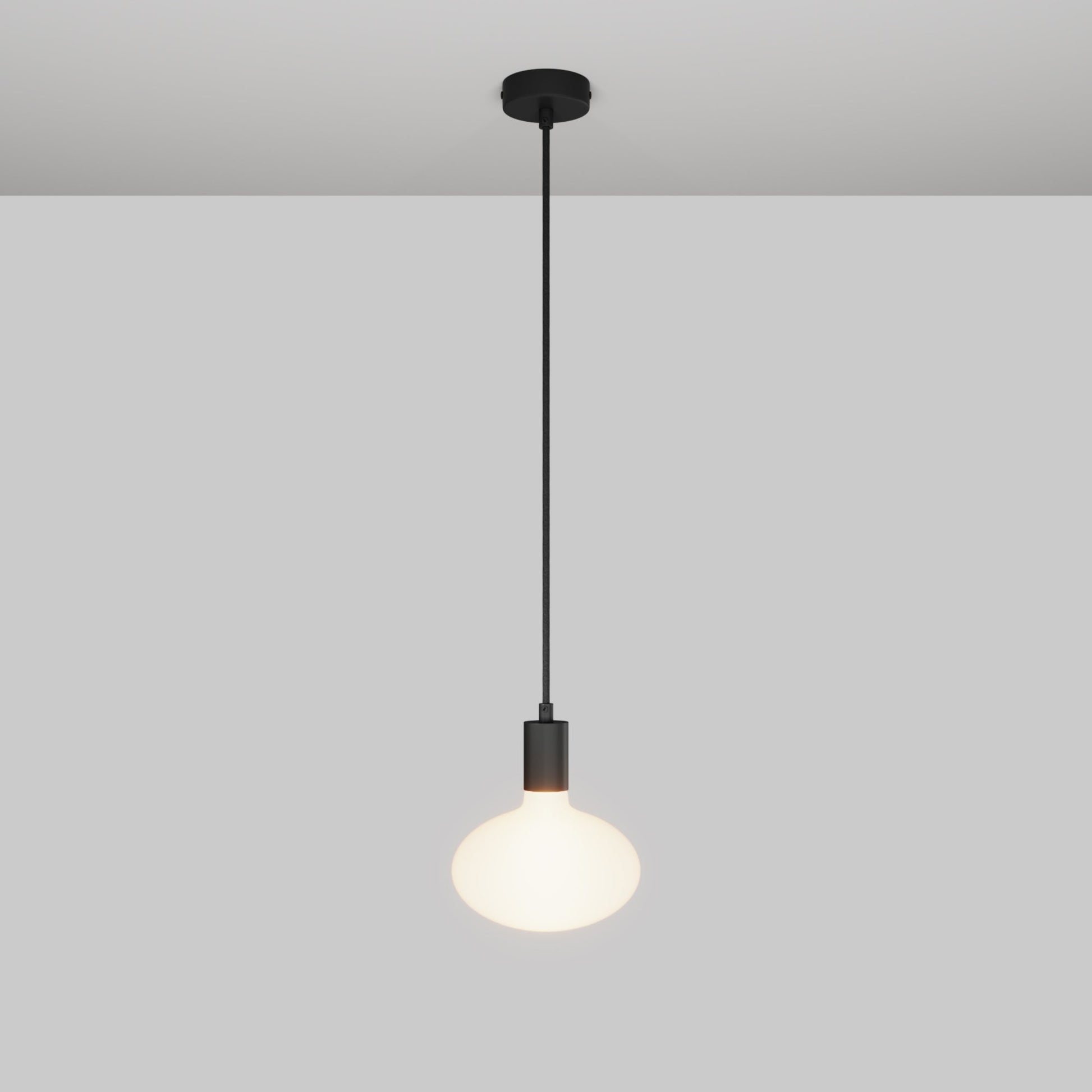 Lampada a sospensione con lampadina LED Ellipse effetto porcellana - Nero Opaco
