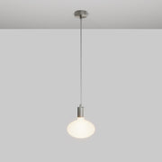 Lampada a sospensione con lampadina LED Ellipse effetto porcellana - Titanio satinato