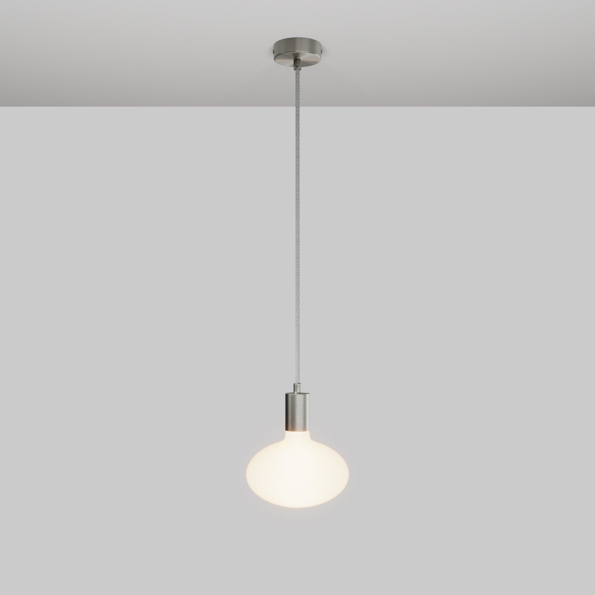 Lampada a sospensione con lampadina LED Ellipse effetto porcellana - Titanio satinato