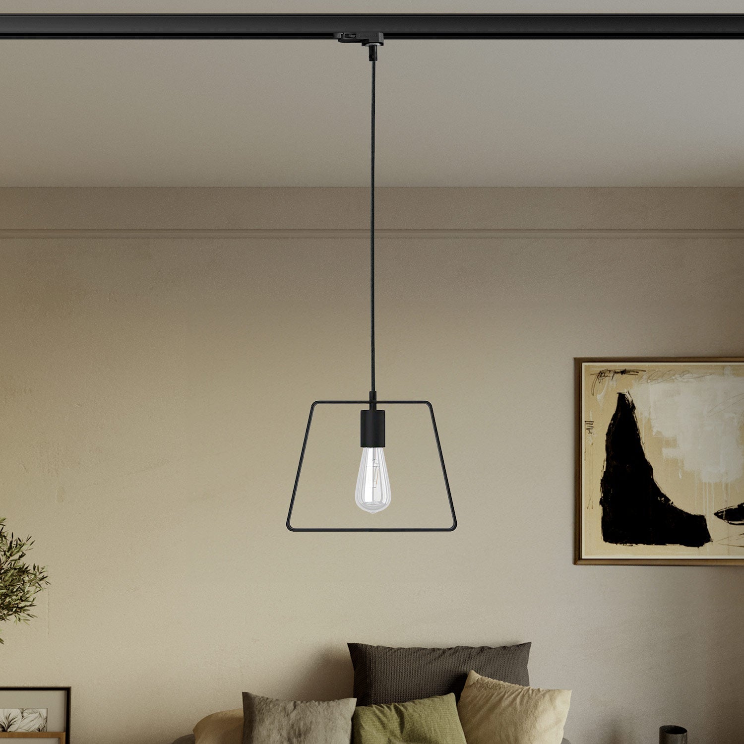 Lampada a sospensione con paralume Duedì Base per binari - Nero