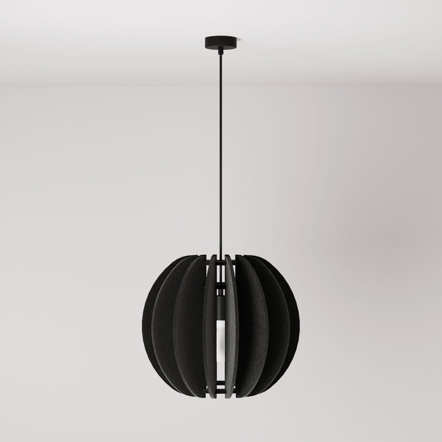Lampada a sospensione con paralume ellittico LAMPSHHADE in materiale fonoassorbente - Nero melange