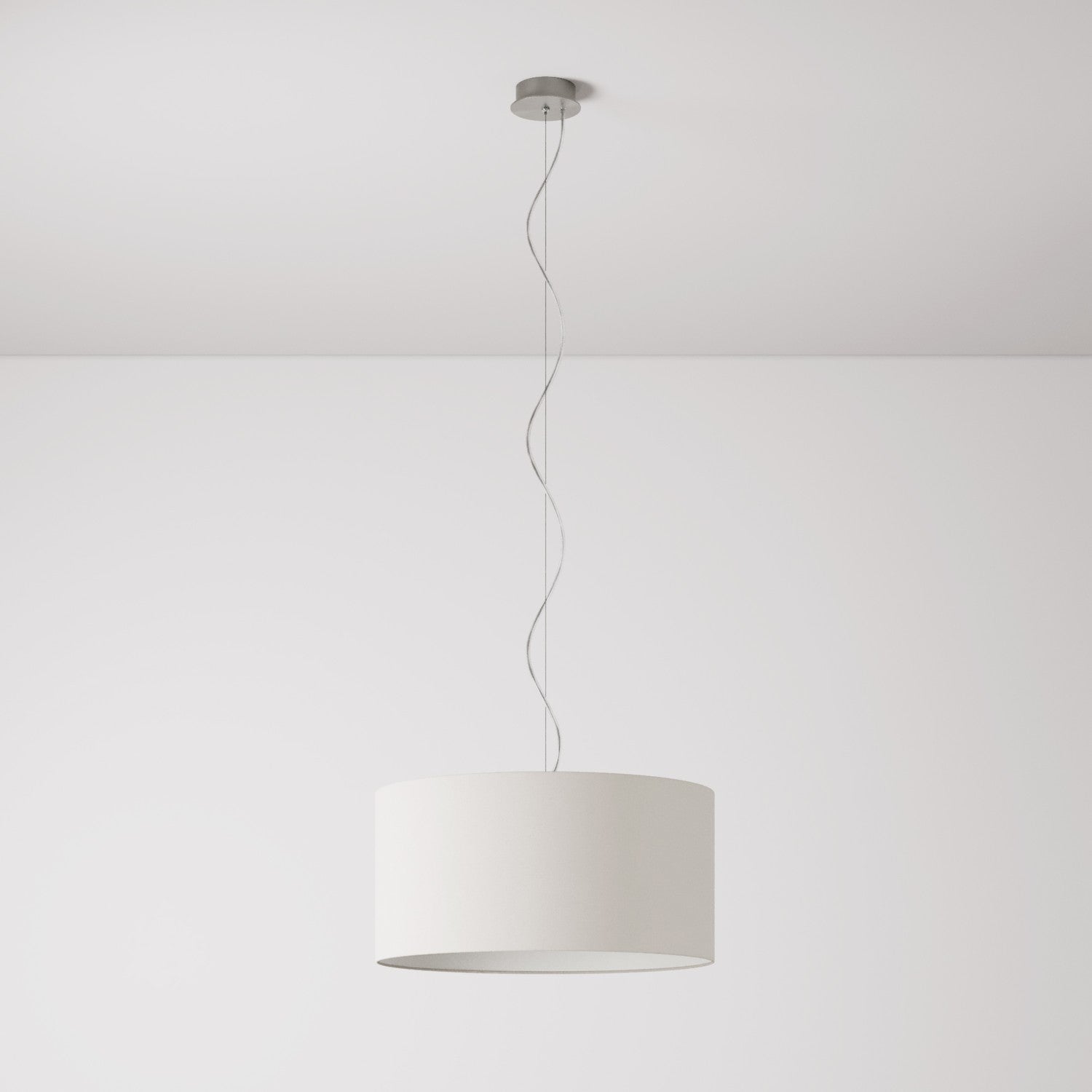 Lampada a sospensione con paralume in tessuto Cilindro Medium Arenal sabbia - Made in Italy No