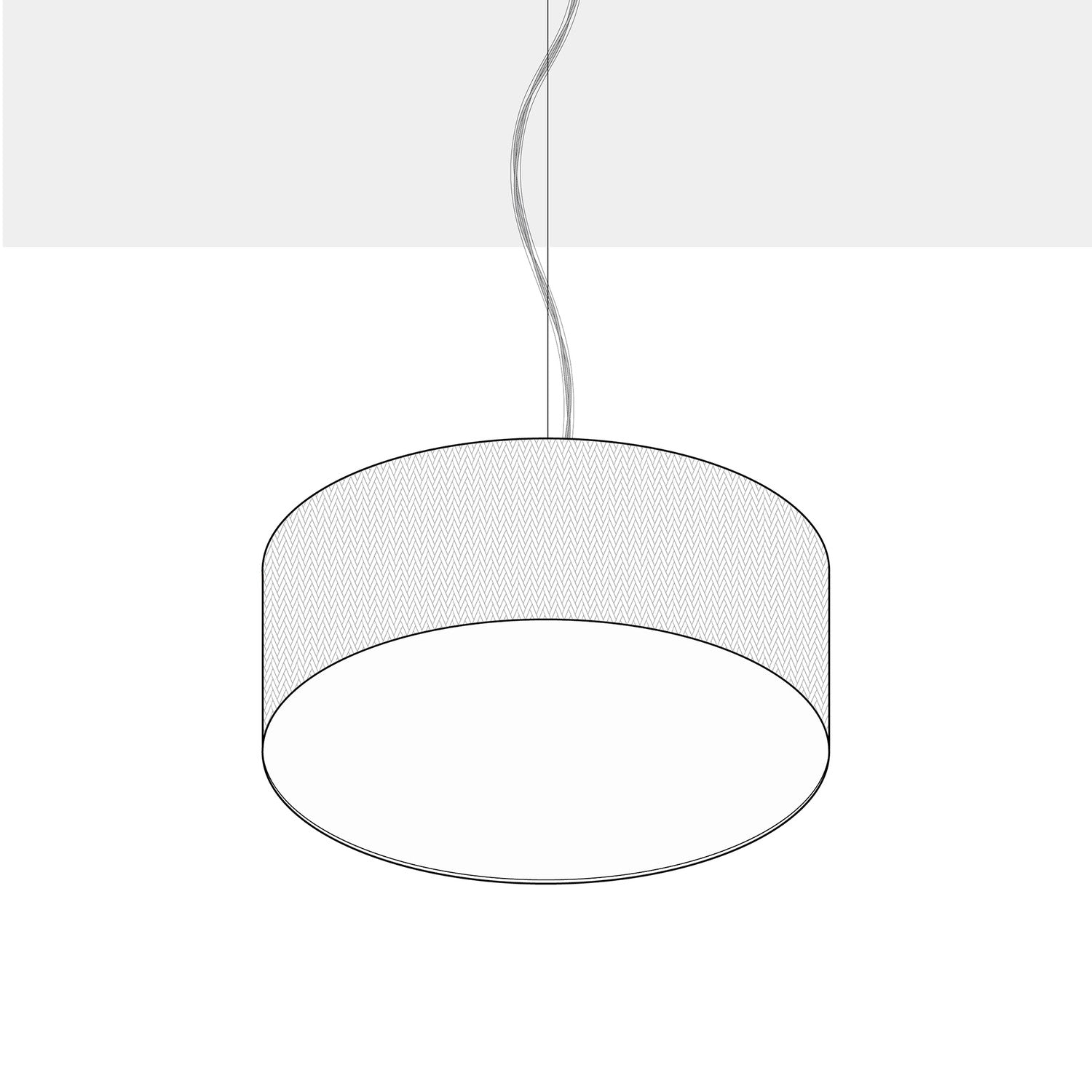 Lampada a sospensione con paralume in tessuto Cilindro Medium - Made in Italy - Teletta Lilla Si