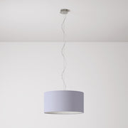 Lampada a sospensione con paralume in tessuto Cilindro Medium - Made in Italy - Teletta Lilla No