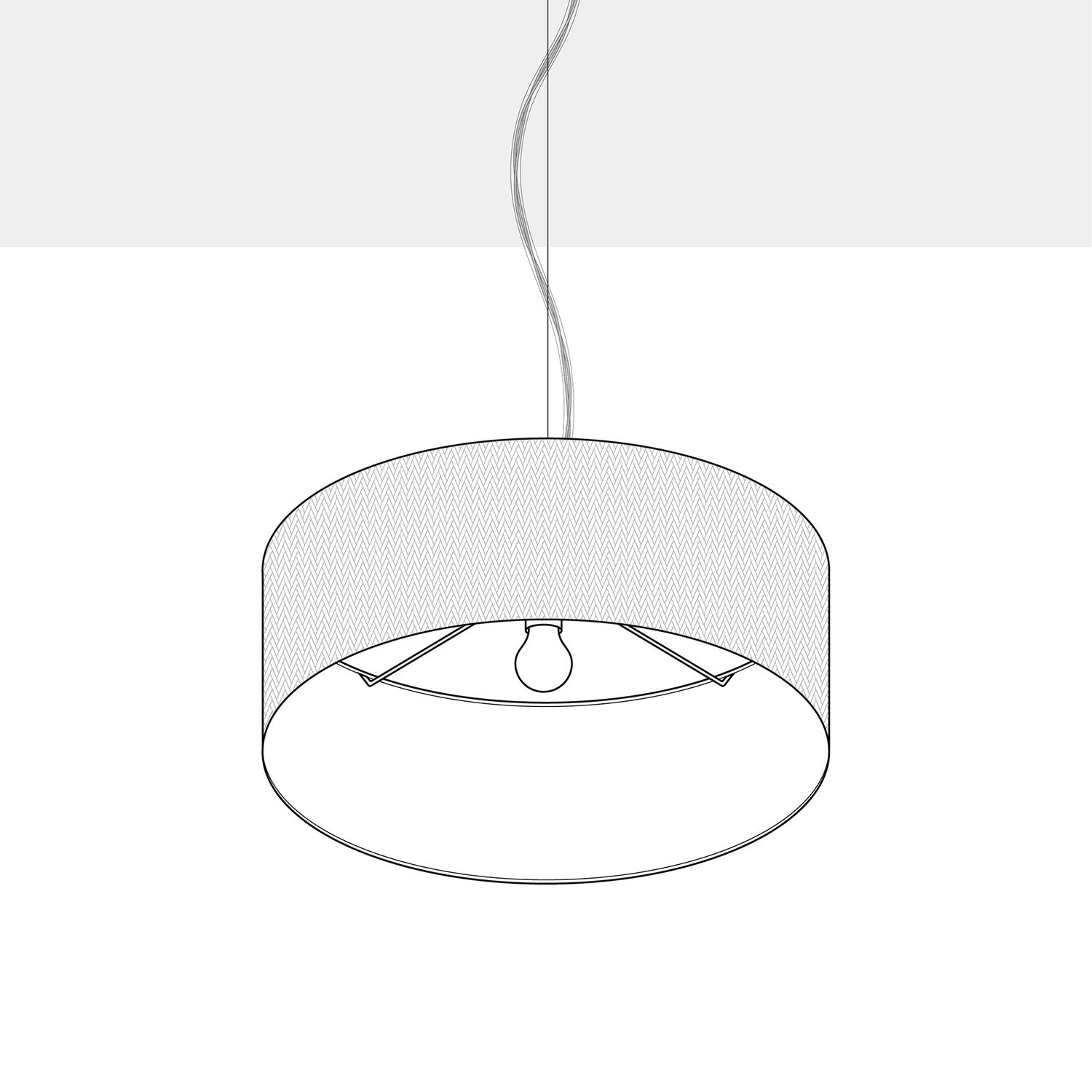Lampada a sospensione con paralume in tessuto Cilindro Medium - Made in Italy - Teletta Lilla No