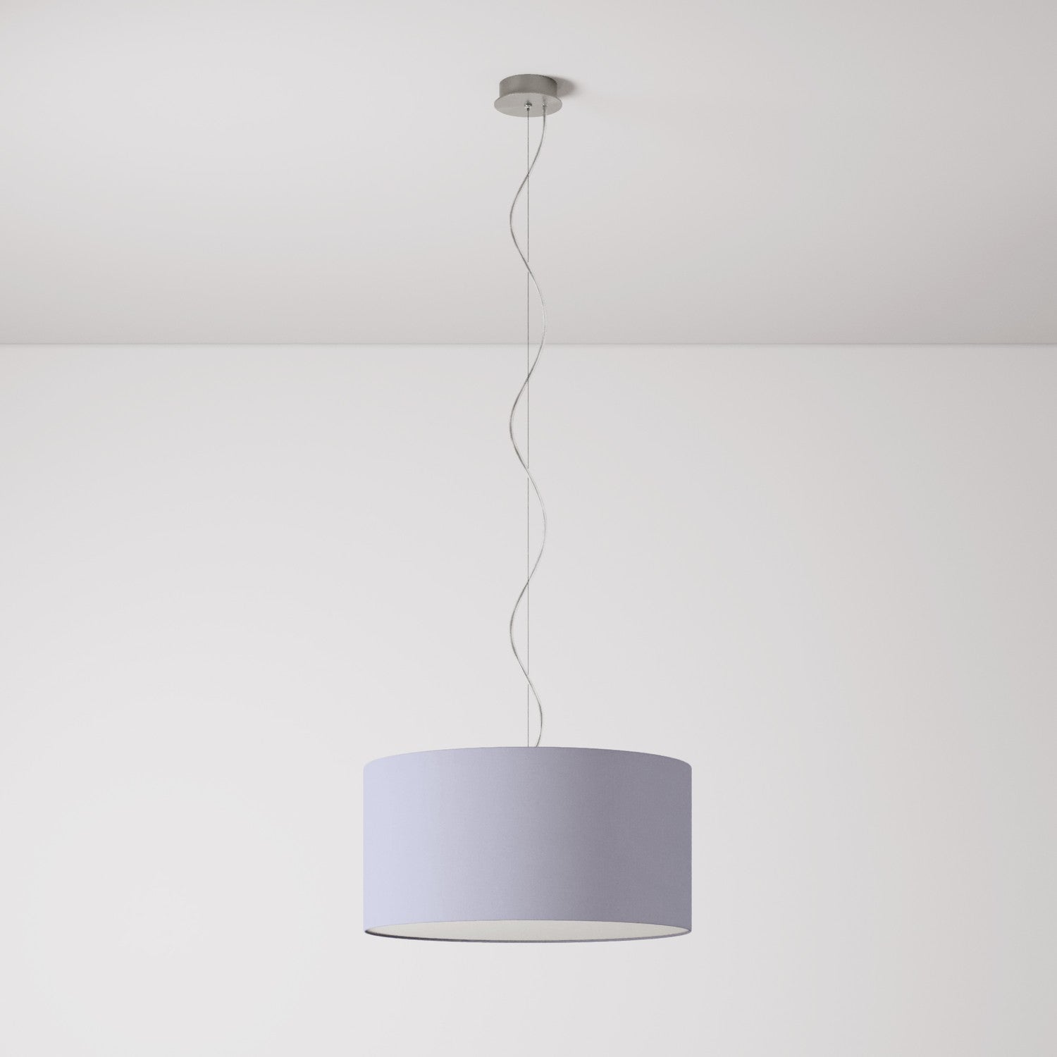 Lampada a sospensione con paralume in tessuto Cilindro Medium - Made in Italy - Teletta Lilla Si