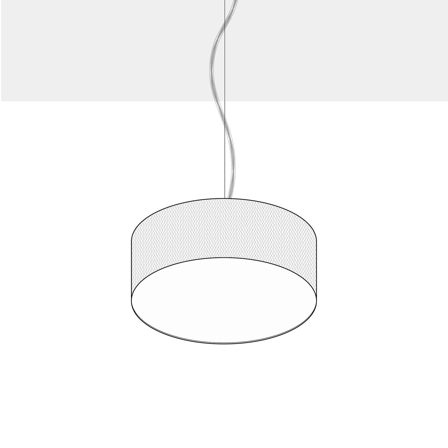 Lampada a sospensione con paralume in tessuto Cilindro Small Teletta rosso - Made in Italy Si